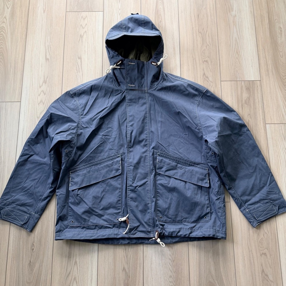 Rare Polo Ralph Lauren Twill Hooded Jacket Mens L Blue Contrast Stitching